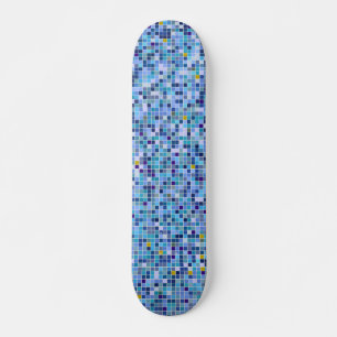 Skateboard Mosaico cuadrado Tones azules Tile Pattern Skyboar