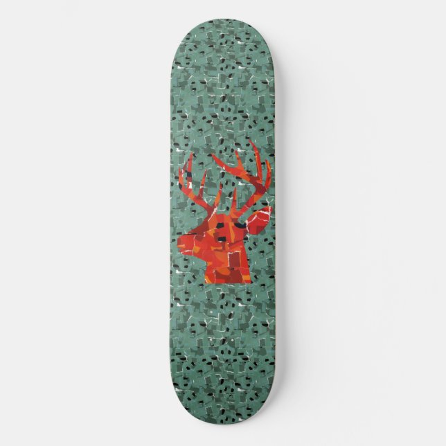 Skateboard Mosaico de silueta de cabeza de ciervo (Anverso)