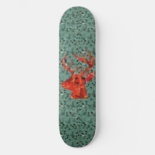 Skateboard Mosaico de silueta de la cabeza de ciervo