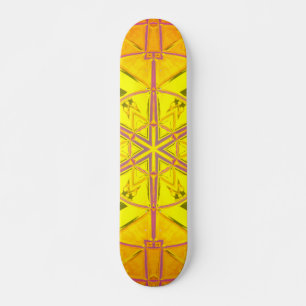 Skateboard Mosaico Kaleidoscope Flor amarillo y morado