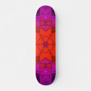 Skateboard Mosaico Kaleidoscope Flor morado rosado y rojo