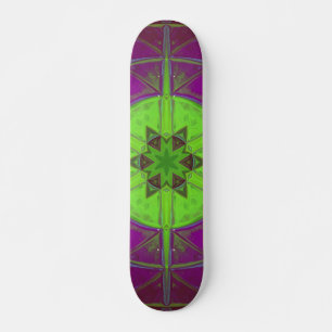 Skateboard Mosaico Kaleidoscope Flor morado verde y azul