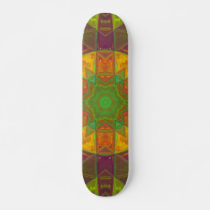 Skateboard Mosaico Kaleidoscope Flor morado verde y Naranja