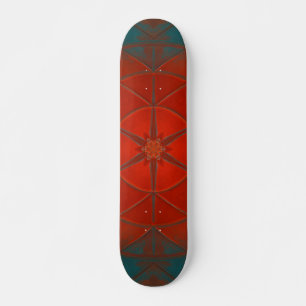Skateboard Mosaico Kaleidoscope Flor Rojo y Azul