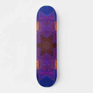 Skateboard Mosaico Kaleidoscope Flor rosa azul y amarillo
