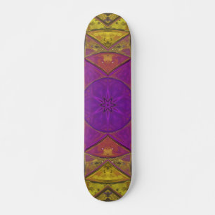 Skateboard Mosaico Kaleidoscope Flor rosa y amarillo