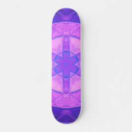 Skateboard Mosaico Kaleidoscope Flor rosa y azul