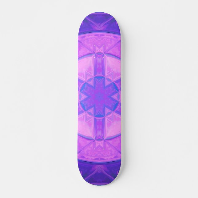 Skateboard Mosaico Kaleidoscope Flor rosa y azul (Anverso )
