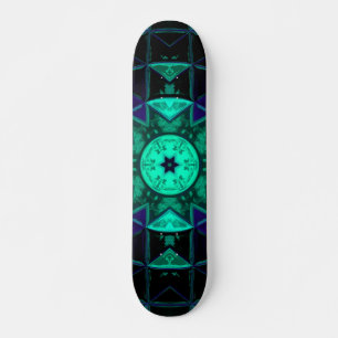 Skateboard Mosaico Kaleidoscope Flor Verde azulada negro y az