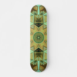 Skateboard Mosaico Kaleidoscope Flor verde y marrón