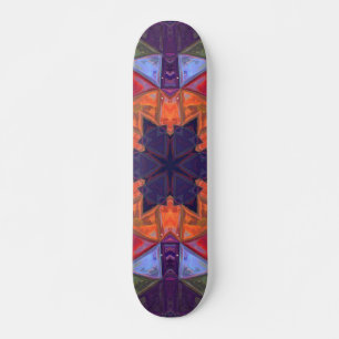 Skateboard Mosaico Kaleidoscope Naranja de flores rojo y púrp
