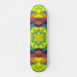 Skateboard Mosaico Mandala Flor amarillo azul y verde