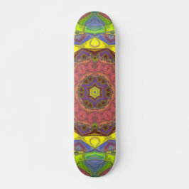Skateboard Mosaico Mandala Flor amarillo rosa y verde