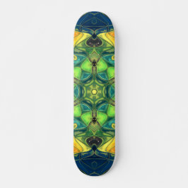 Skateboard Mosaico Mandala Flor Amarillo Verde y Azul