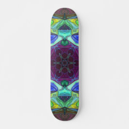 Skateboard Mosaico Mandala Flor Azul morado y Verde