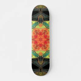Skateboard Mosaico Mandala Flor Rojo Amarillo Verde y Negro