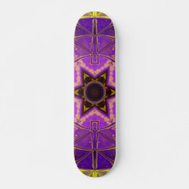 Skateboard Mosaico Mandala morado y amarillo