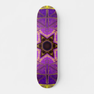 Skateboard Mosaico Mandala morado y amarillo