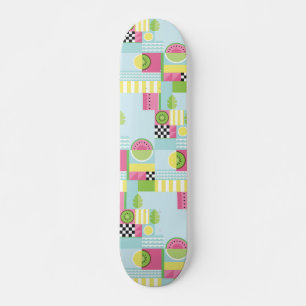 Skateboard Mosaico veraniego colorido, sandía kiwi fruta