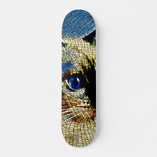 Skateboard Mosaicos de gato siameses de ojos azules (Anverso )