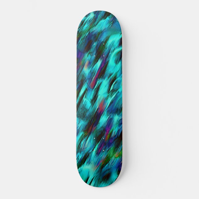 Skateboard Mostrado de manchas azules a cian, rojizas (Anverso)
