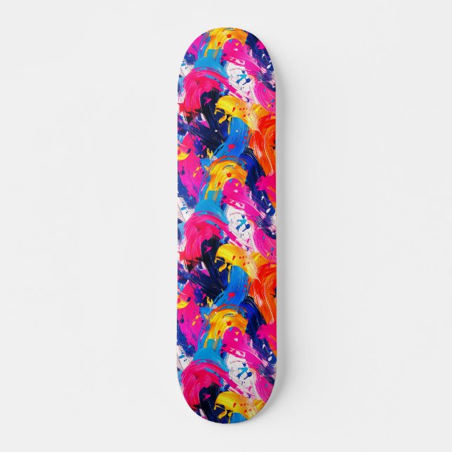 Skateboard motif coups de pinceaux (Anverso )
