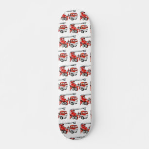 Skateboard Motor de bomberos rojos, ilustracion de camión de