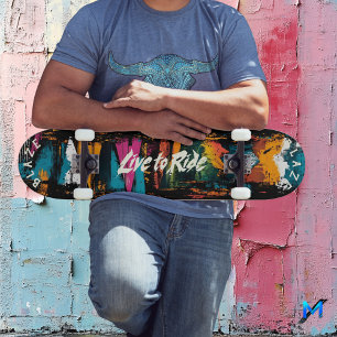 Skateboard Mountain Abstract Graffiti - Motto Vive para Monta