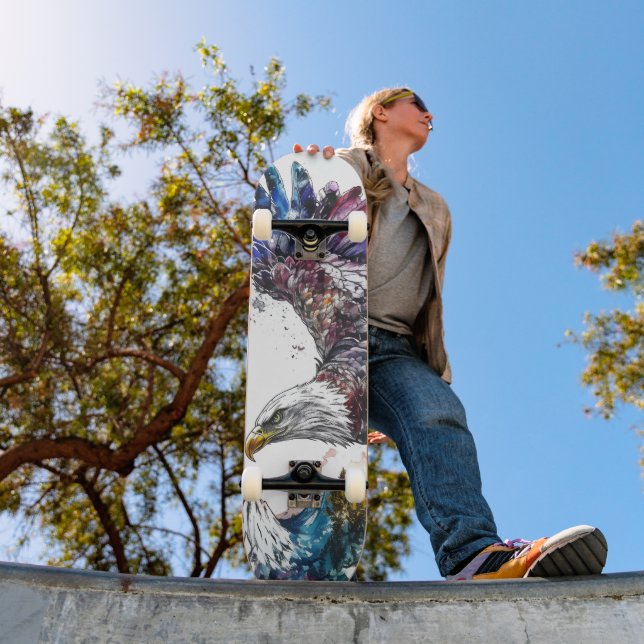 Skateboard Mountain Majesty Eagle Watercolor (Exterior 1)