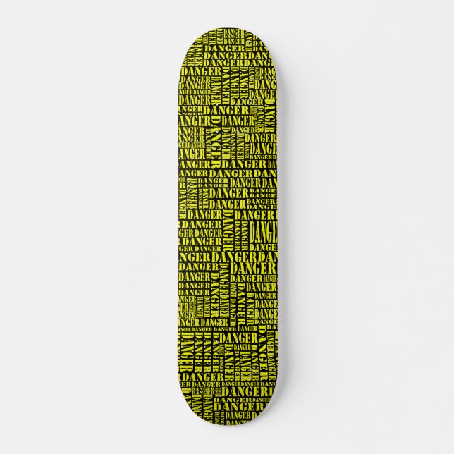 Skateboard Muchos peligros - Amarillo sobre negro (Anverso )