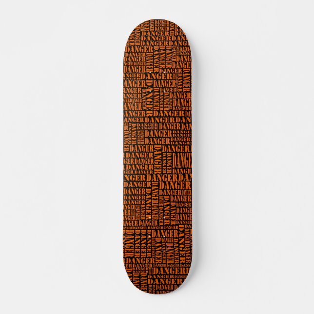 Skateboard Muchos peligros - Naranja en negro (Anverso )