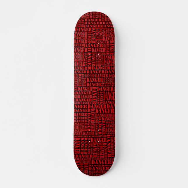 Skateboard Muchos peligros - rojo sobre negro (Anverso )