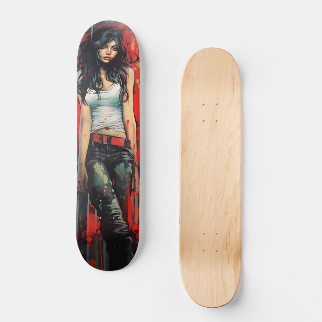 Skateboard Mujer de arte urbano (Anverso)