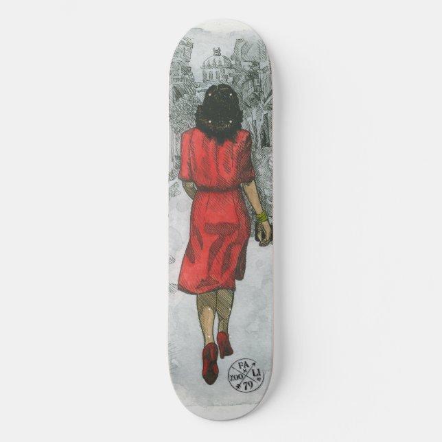 Skateboard Mujer en rojo (Anverso)