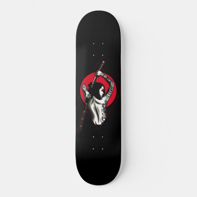 Skateboard Mujer guerrera japonesa (Anverso)