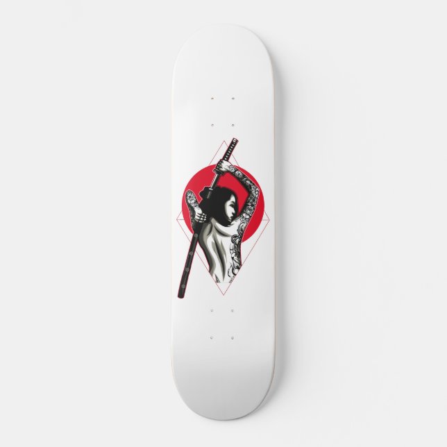 Skateboard Mujer guerrera japonesa (Anverso)