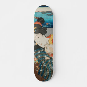 Skateboard Mujer jugando con la imagen japonesa de gato
