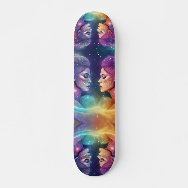 Skateboard Mujeres arcoiris Galaxia cósmica Energía femenina  (Anverso )