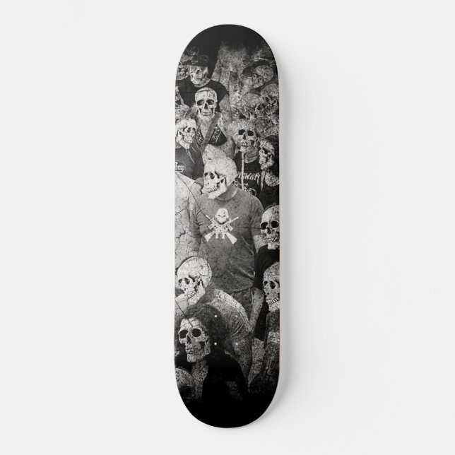 Skateboard Multitud de cráneos urbanos góticos nocturnos (Anverso)