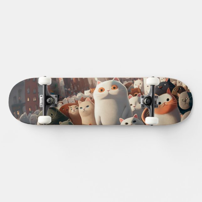 Skateboard Multitud de Personalizados de Ciudad del Gato (Horz)