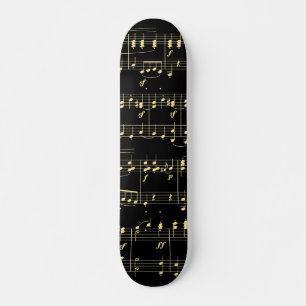 Skateboard Música dorada sobre negro