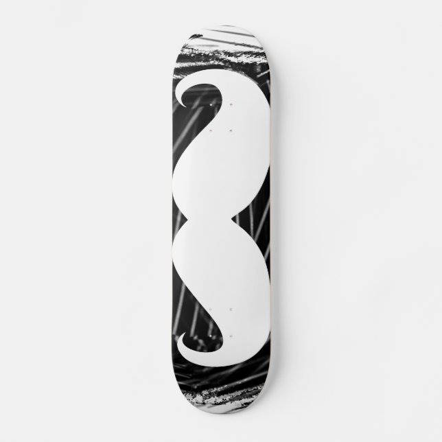 Skateboard Mustache blanco divertido (Anverso)