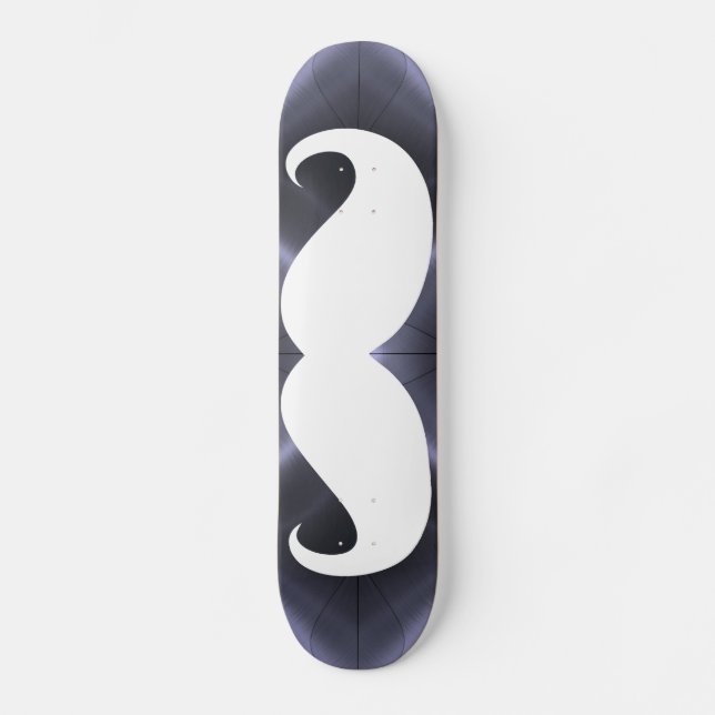 Skateboard Mustache blanco divertido 18 (Anverso)