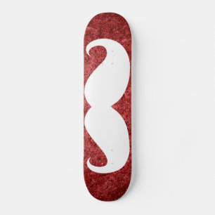 Skateboard Mustache blanco divertido 21