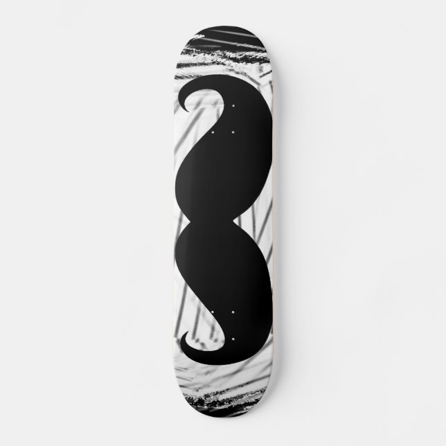 Skateboard Mustache negro divertida (Anverso)