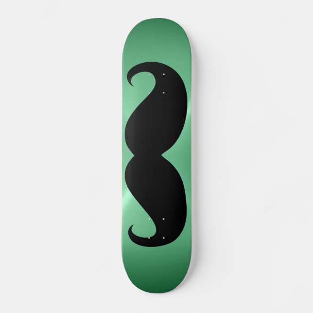 Skateboard Mustache negro divertida 3 (Anverso)