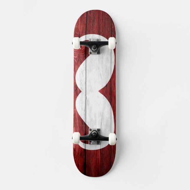 Skateboard Mustache Vintage Wood (Anverso)