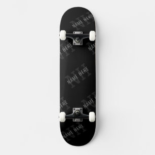 Skateboard Muy oscuro gris y negro patrón de nombre de monogr