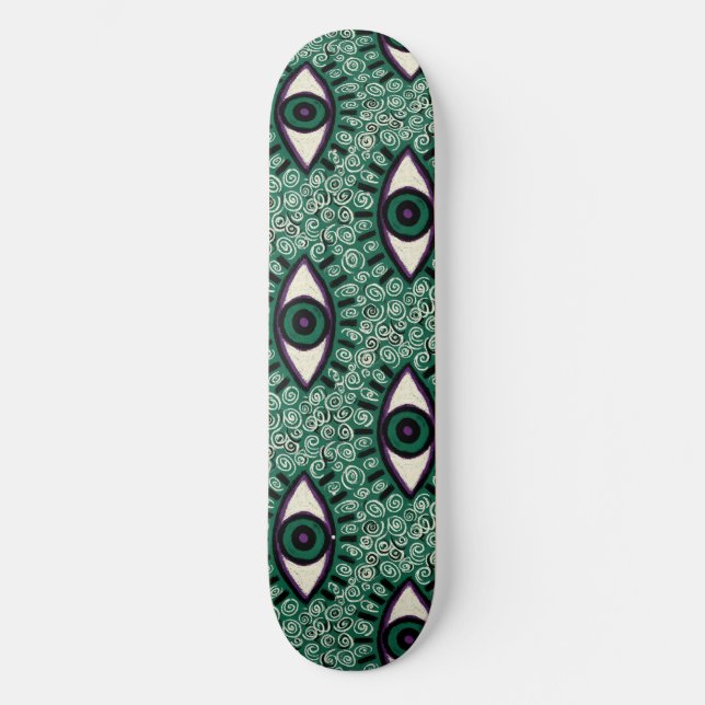 Skateboard "Mystic Emerald Eyes" - Psychedelic Swirl Seamless (Anverso)
