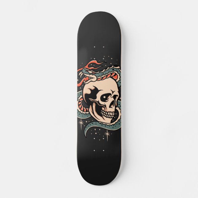 Skateboard Mystic Snake Skull Ilustracion Guay Gótico Negro (Anverso)